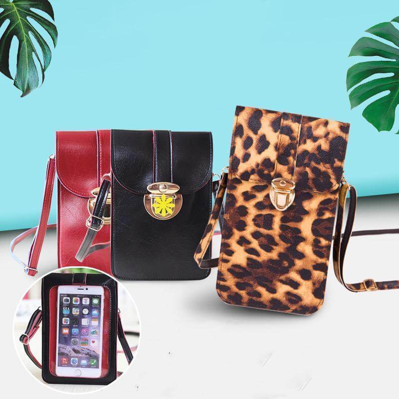 Crossbody-telefonlommebok med berøringsskjerm