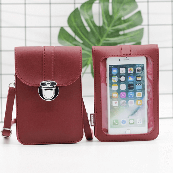 Crossbody-telefonlommebok med berøringsskjerm