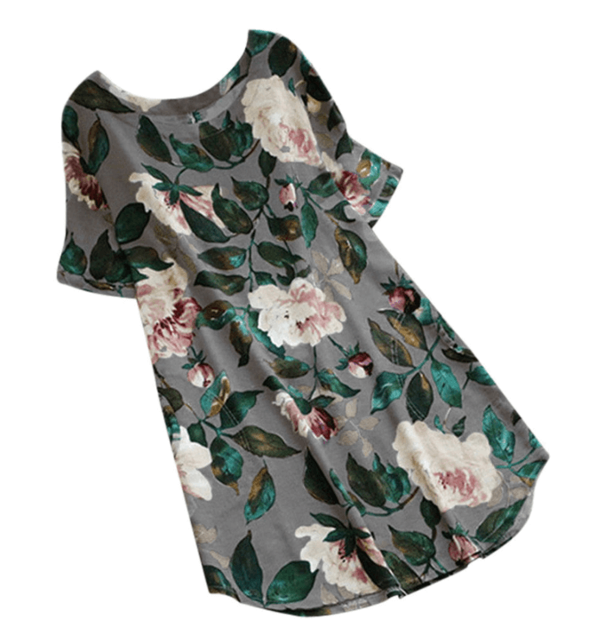 Floral Printed Short Sleeve Dress