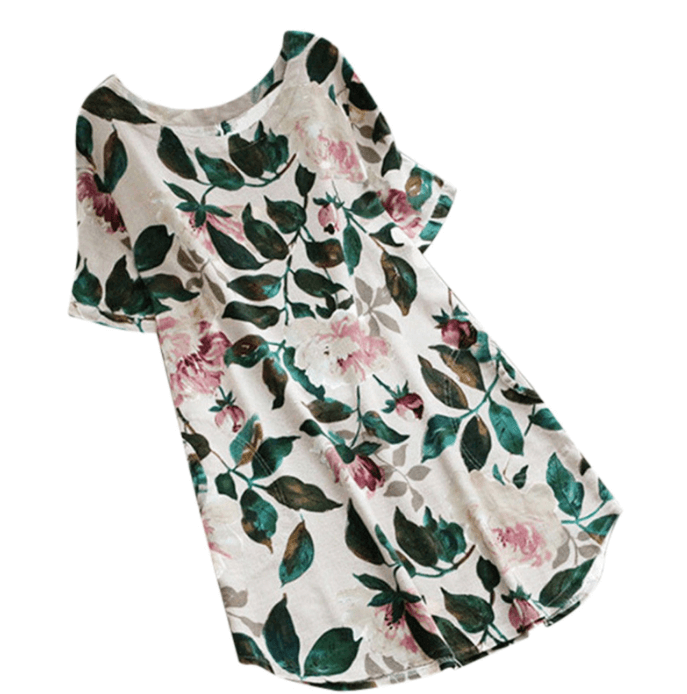 Floral Printed Short Sleeve Dress