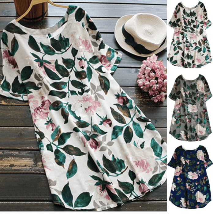 Floral Printed Short Sleeve Dress