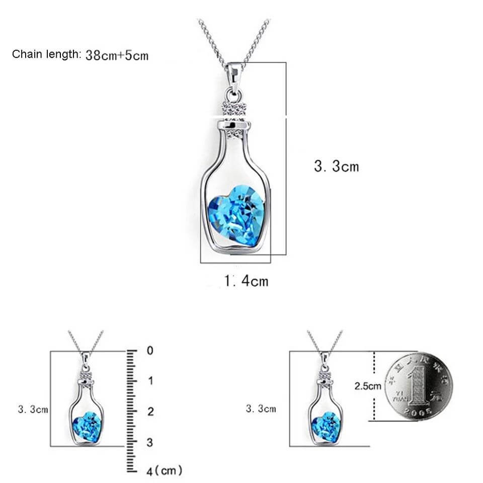 Drift Bottle Crystal Heart Necklace