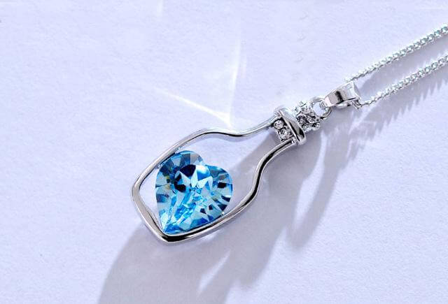Drift Bottle Crystal Heart Necklace