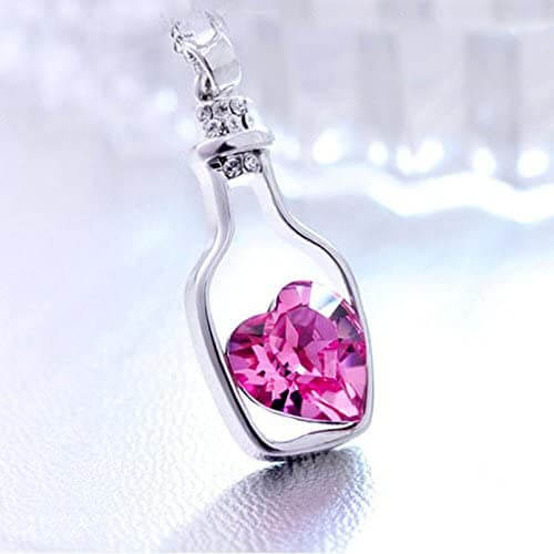 Drift Bottle Crystal Heart Necklace