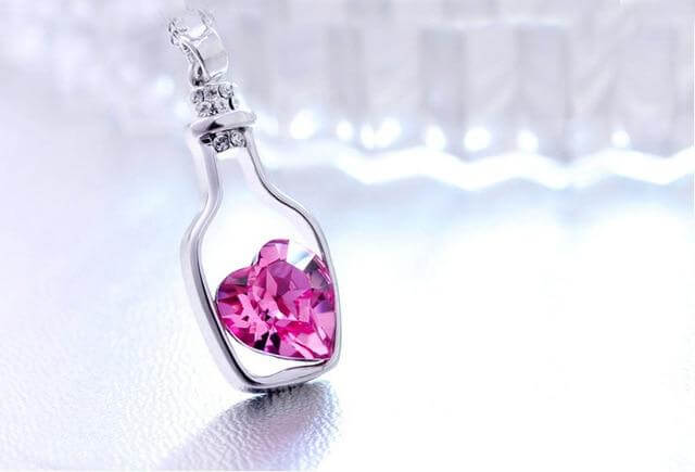 Drift Bottle Crystal Heart Necklace