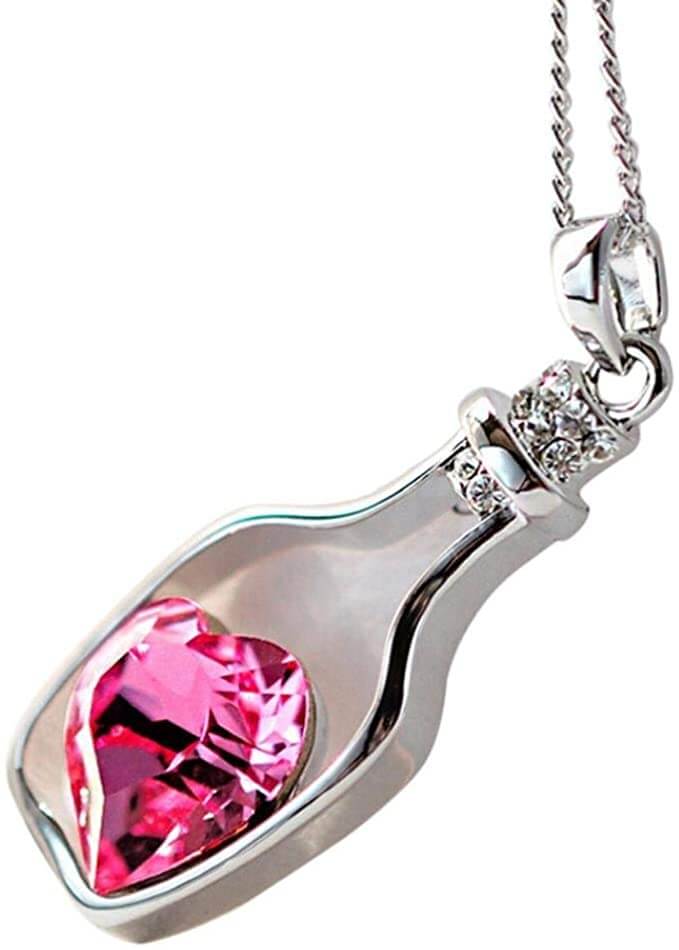 Drift Bottle Crystal Heart Necklace