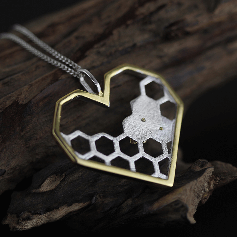 Honeycomb Heart Necklace