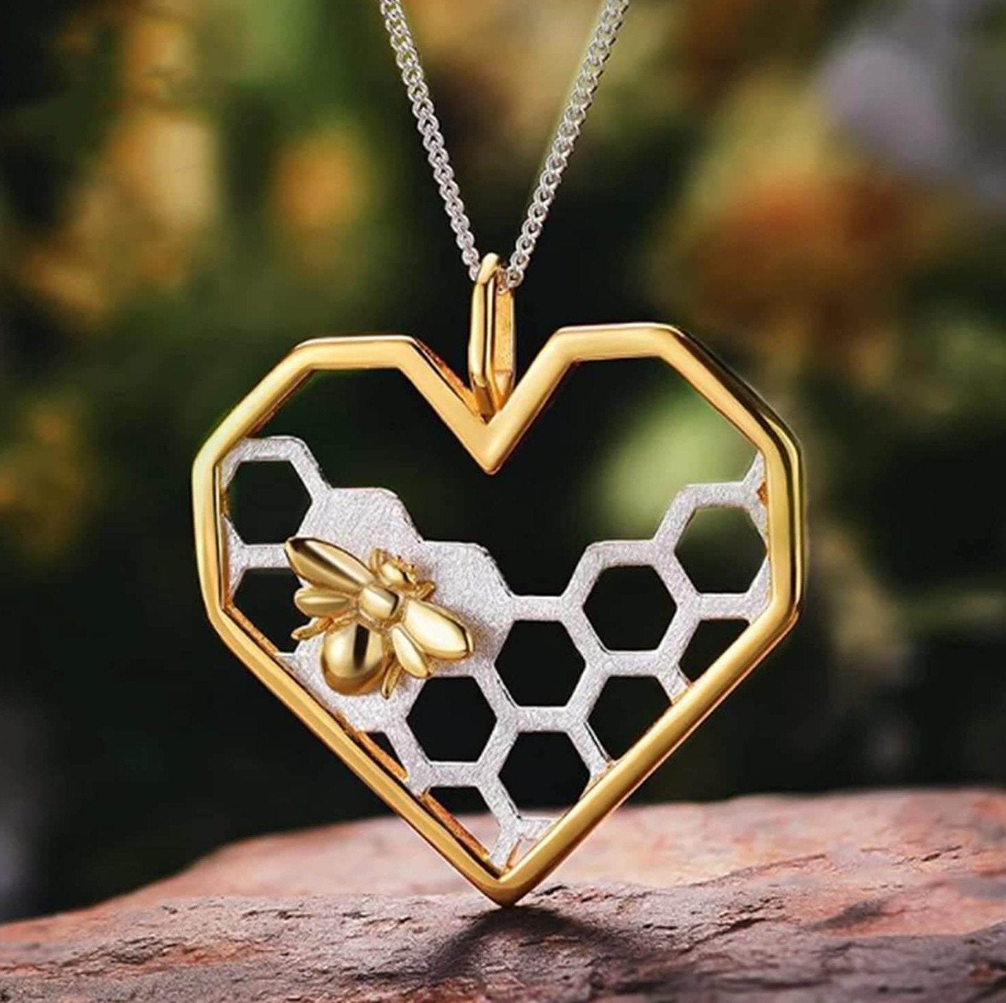 Honeycomb Heart Necklace