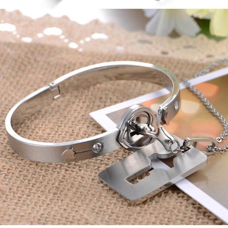 "YOU ARE THE KEY TO MY HEART" Bracelet + Necklace Set