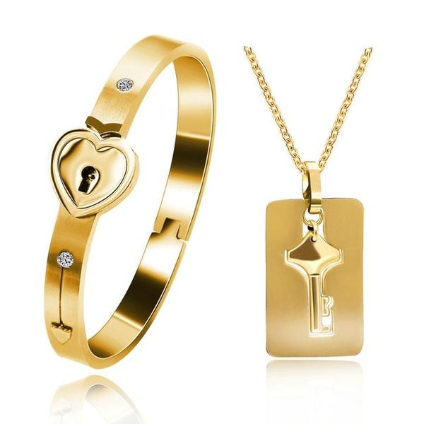 "YOU ARE THE KEY TO MY HEART" Bracelet + Necklace Set