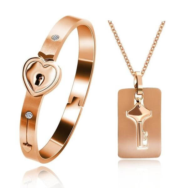 "YOU ARE THE KEY TO MY HEART" Bracelet + Necklace Set