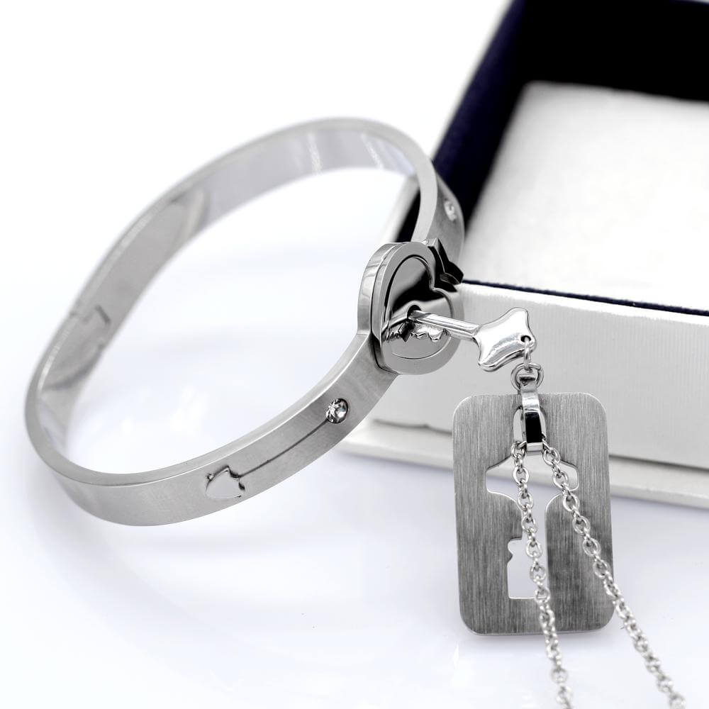 "YOU ARE THE KEY TO MY HEART" Bracelet + Necklace Set