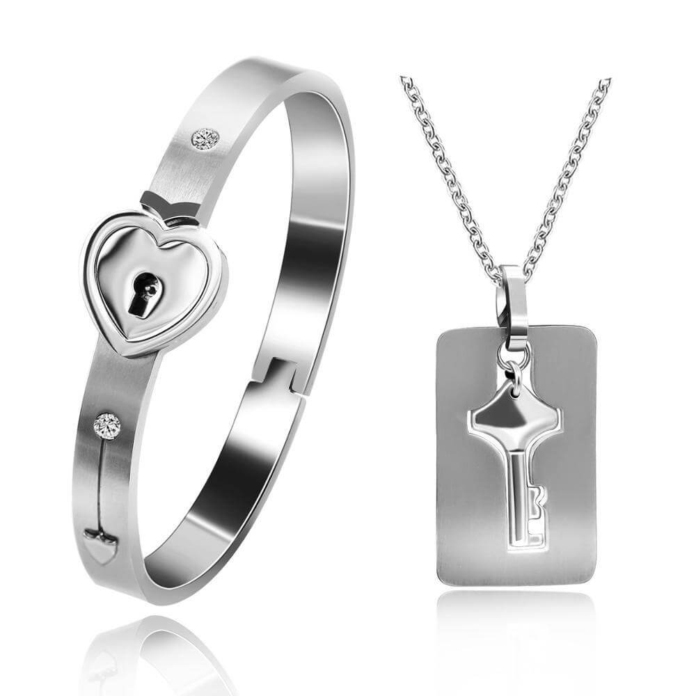 "YOU ARE THE KEY TO MY HEART" Bracelet + Necklace Set