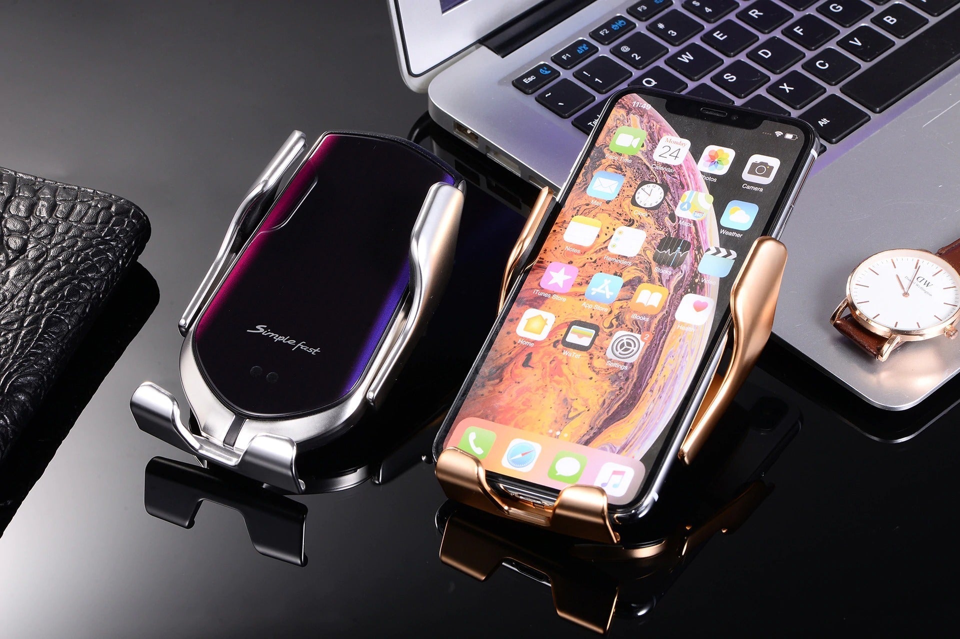 PREMIUM - Automatic Clamping Phone Holder | Wireless Charger
