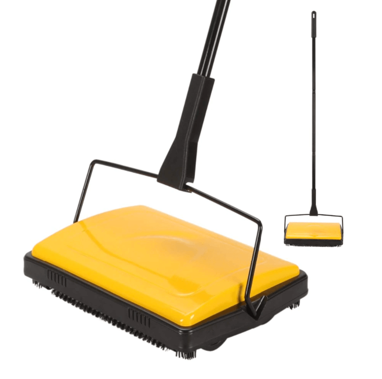Manual carpet and floor sweeper