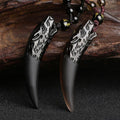Obsidian Wolf Tooth Pendant Necklace
