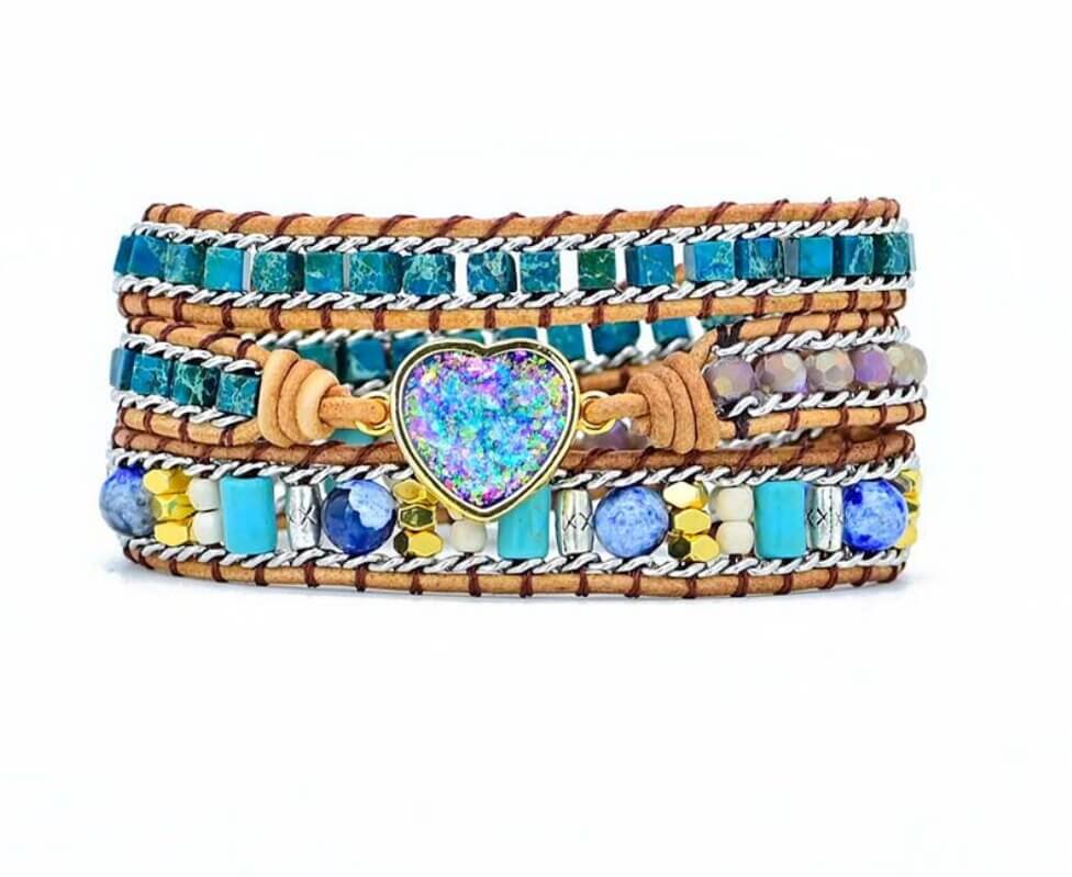 Opal Heart Wrap Bracelet