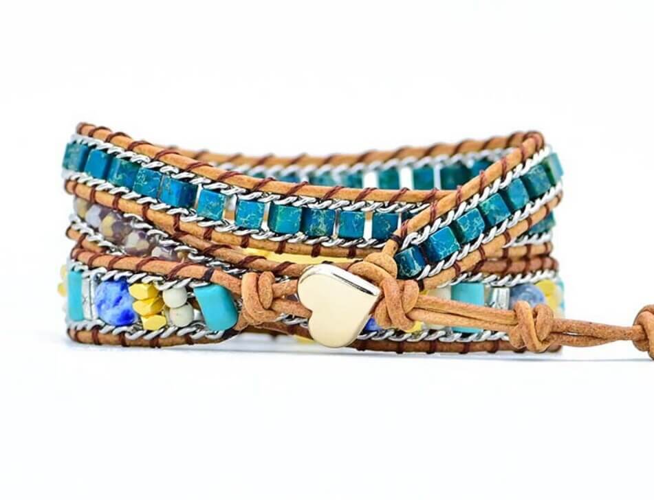 Opal Heart Wrap Bracelet