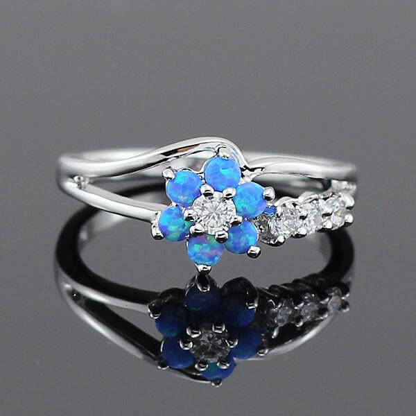 Flower Opal Crystal Ring