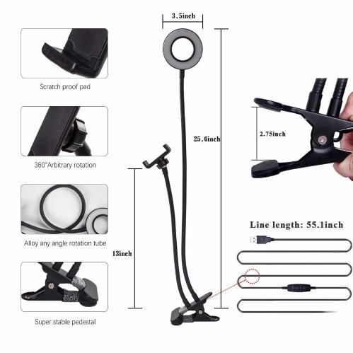 Studio LED-lys med telefonholder