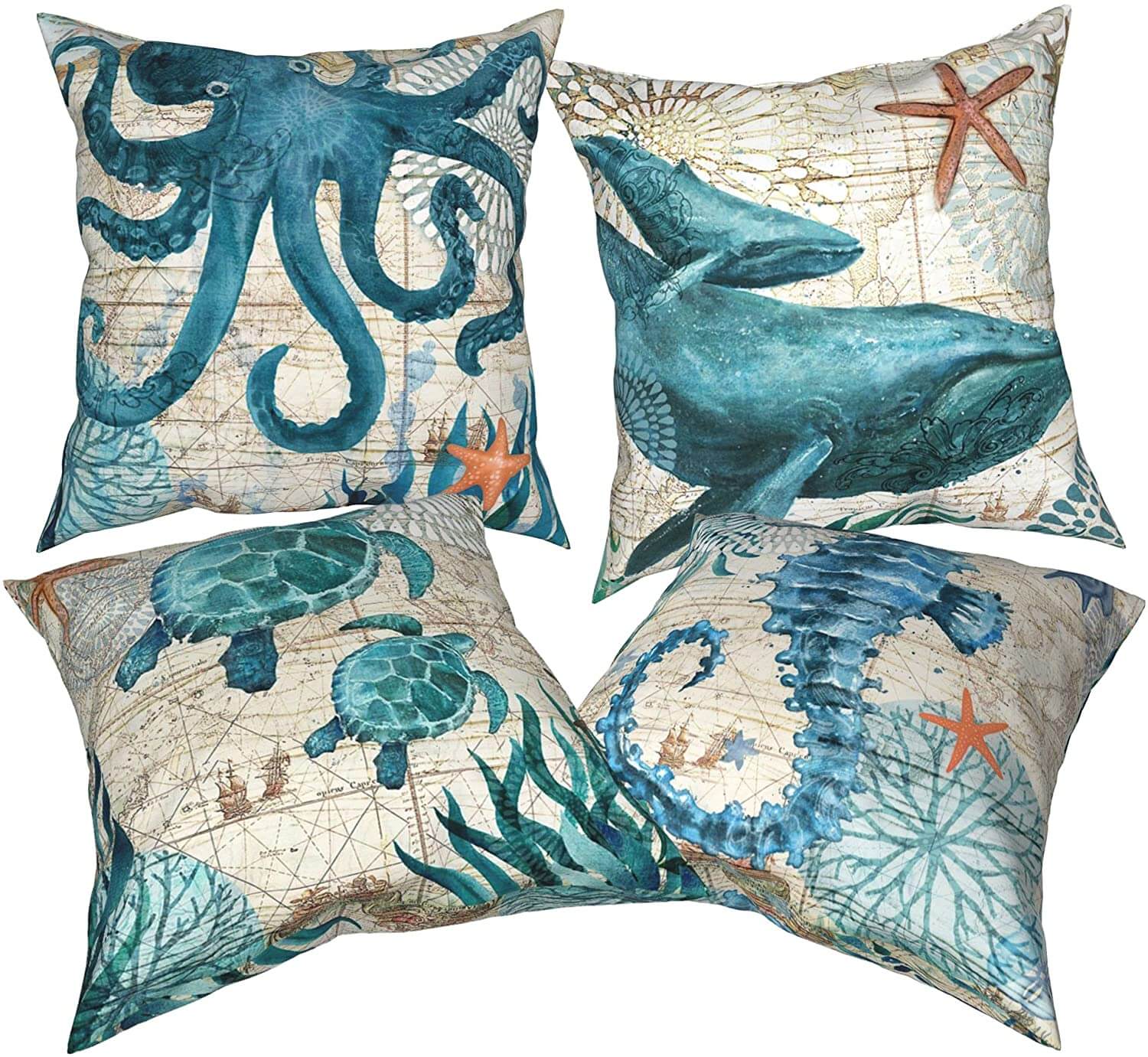 Ocean Theme Printed Cushion Covers