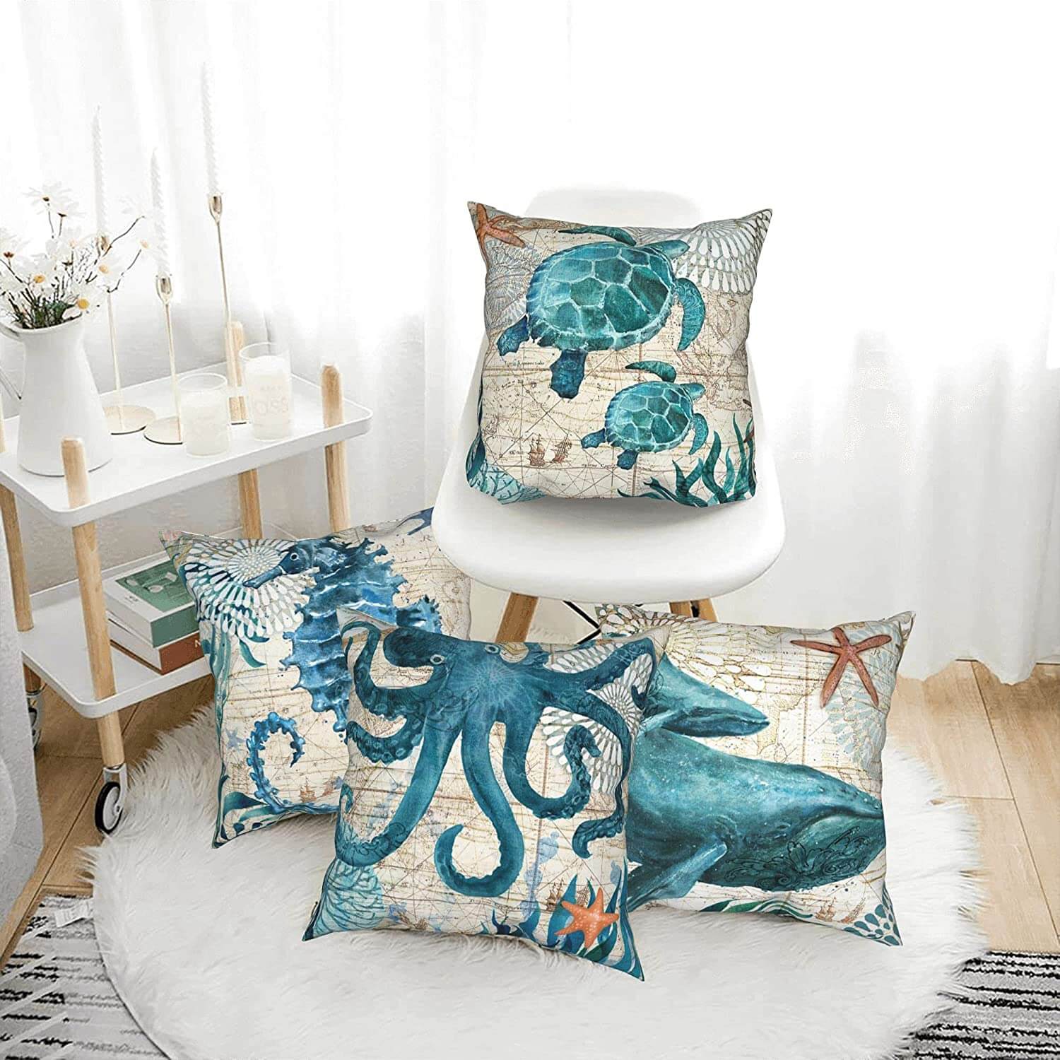 Ocean Theme Printed Cushion Covers
