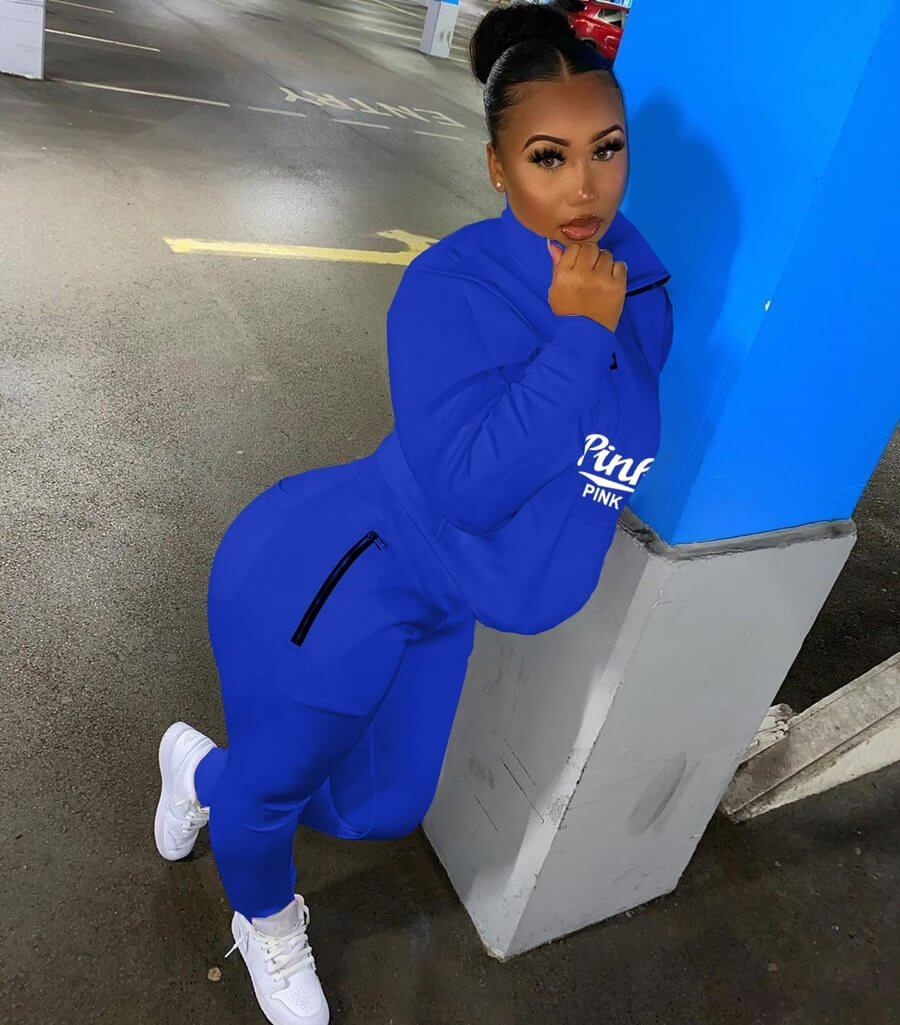 Pink Letter Print Tracksuit