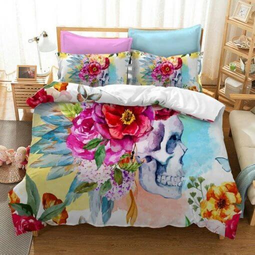 Floral Skull Bedding Set