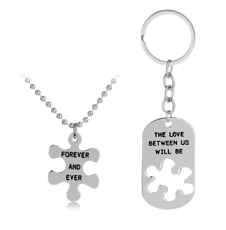 The Love Between Us Will Be Forever and Ever Puzzle Necklace