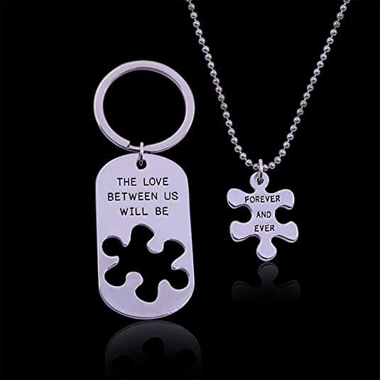 The Love Between Us Will Be Forever and Ever Puzzle Necklace
