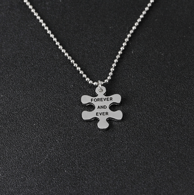 The Love Between Us Will Be Forever and Ever Puzzle Necklace