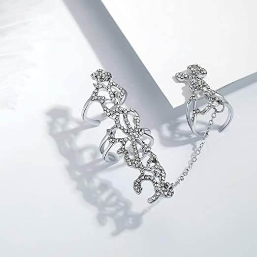 Multiple Finger Stack Knuckle Band Crystal Ring