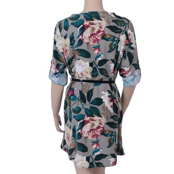 Retro Floral Dress with Long Sleeves