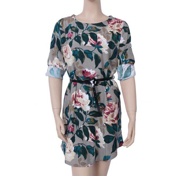 Retro Floral Dress with Long Sleeves