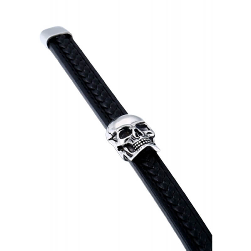 Steel Punk Skull Leather Bracelet