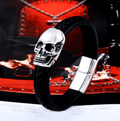 Steel Punk Skull Leather Bracelet