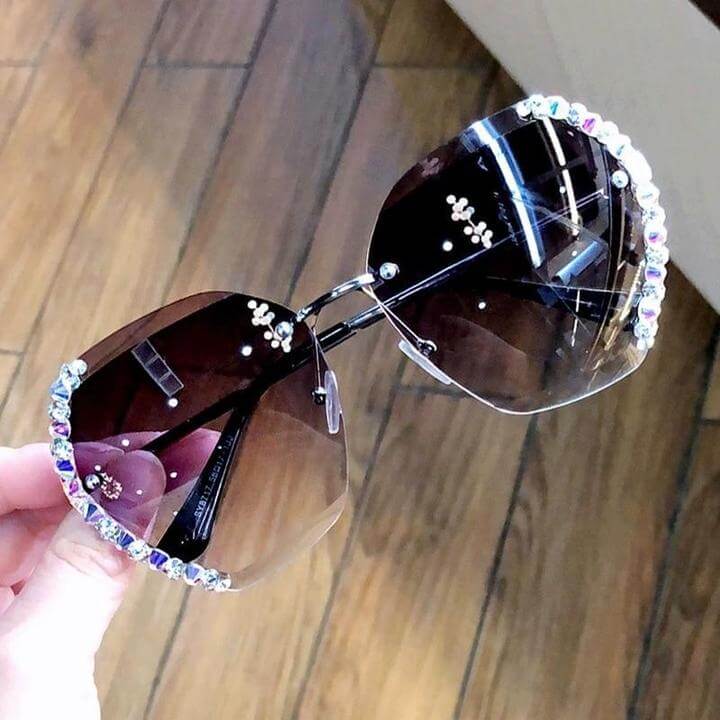 Rimless Rhinestone Sunglasses