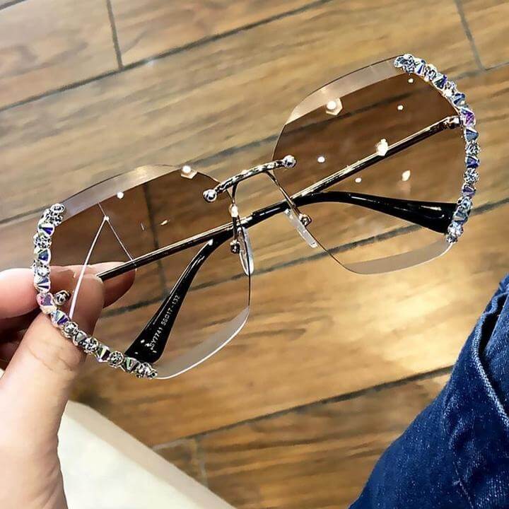 Rimless Rhinestone Sunglasses