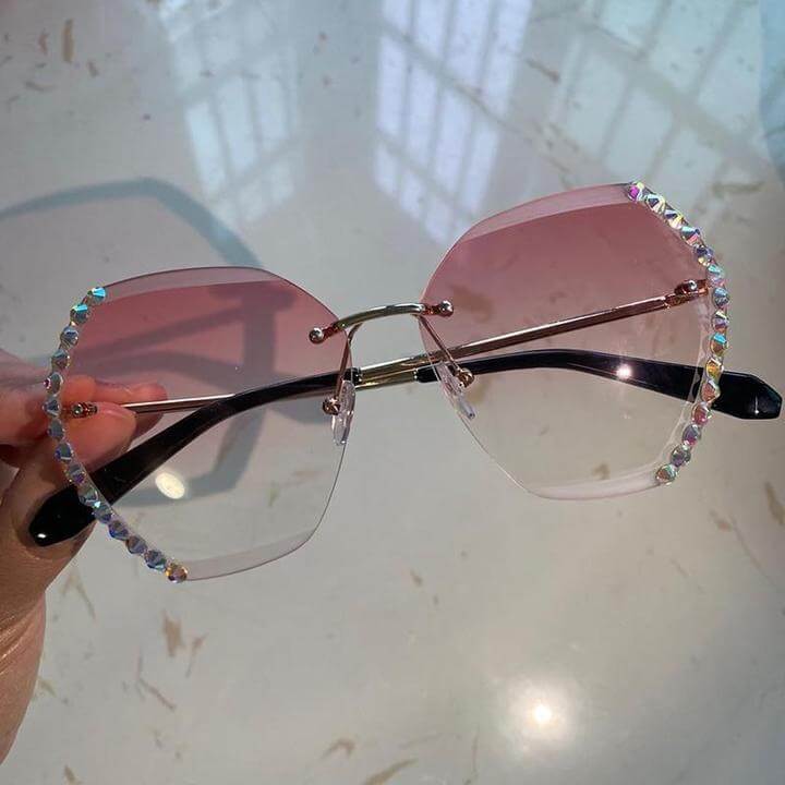 Rimless Rhinestone Sunglasses
