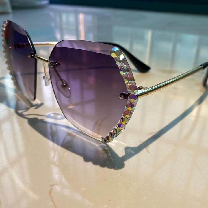 Rimless Rhinestone Sunglasses