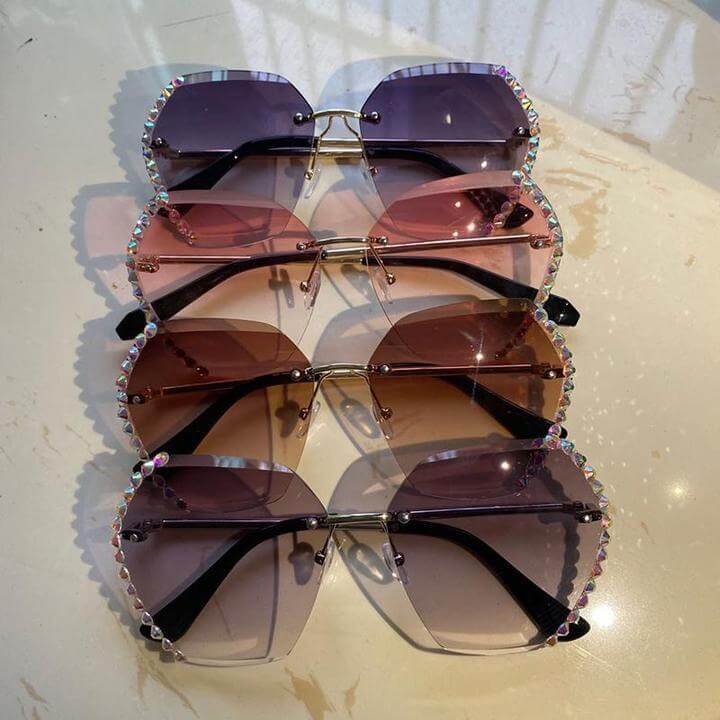 Rimless Rhinestone Sunglasses