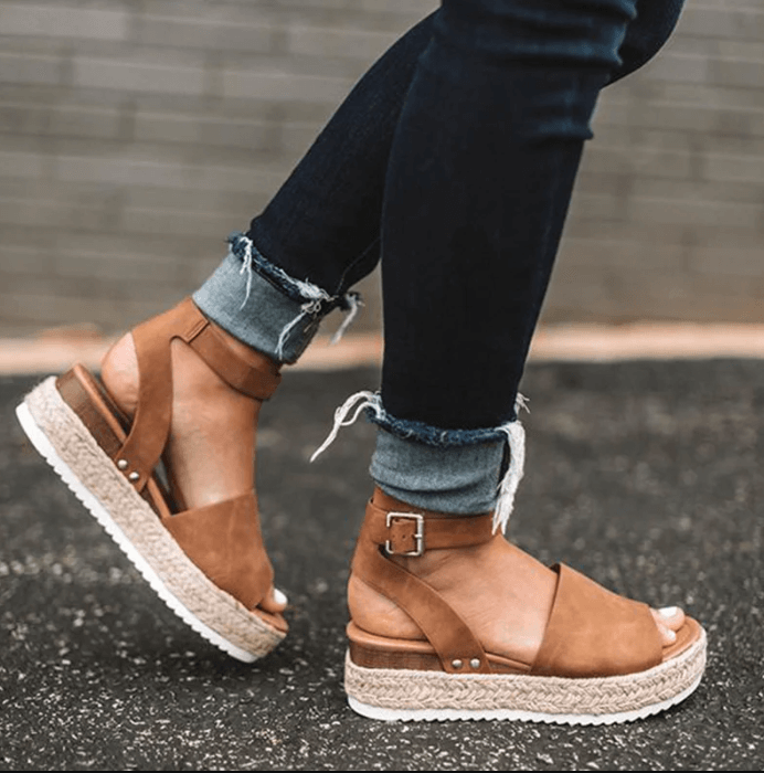 Open Toe Ankle Strap Wedges