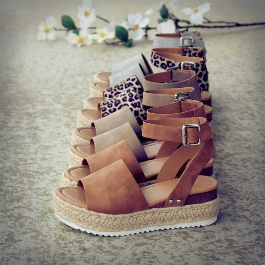 Open Toe Ankle Strap Wedges