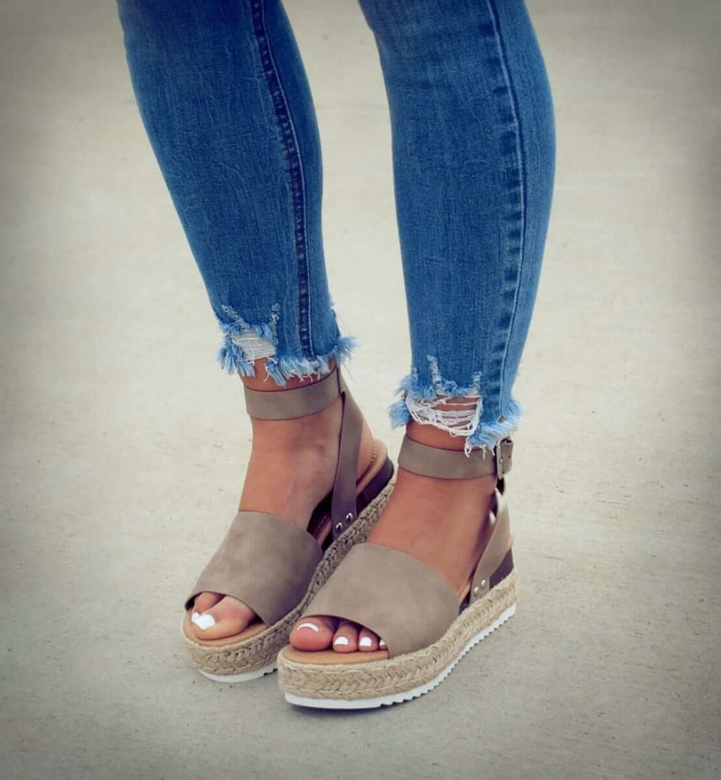 Open Toe Ankle Strap Wedges