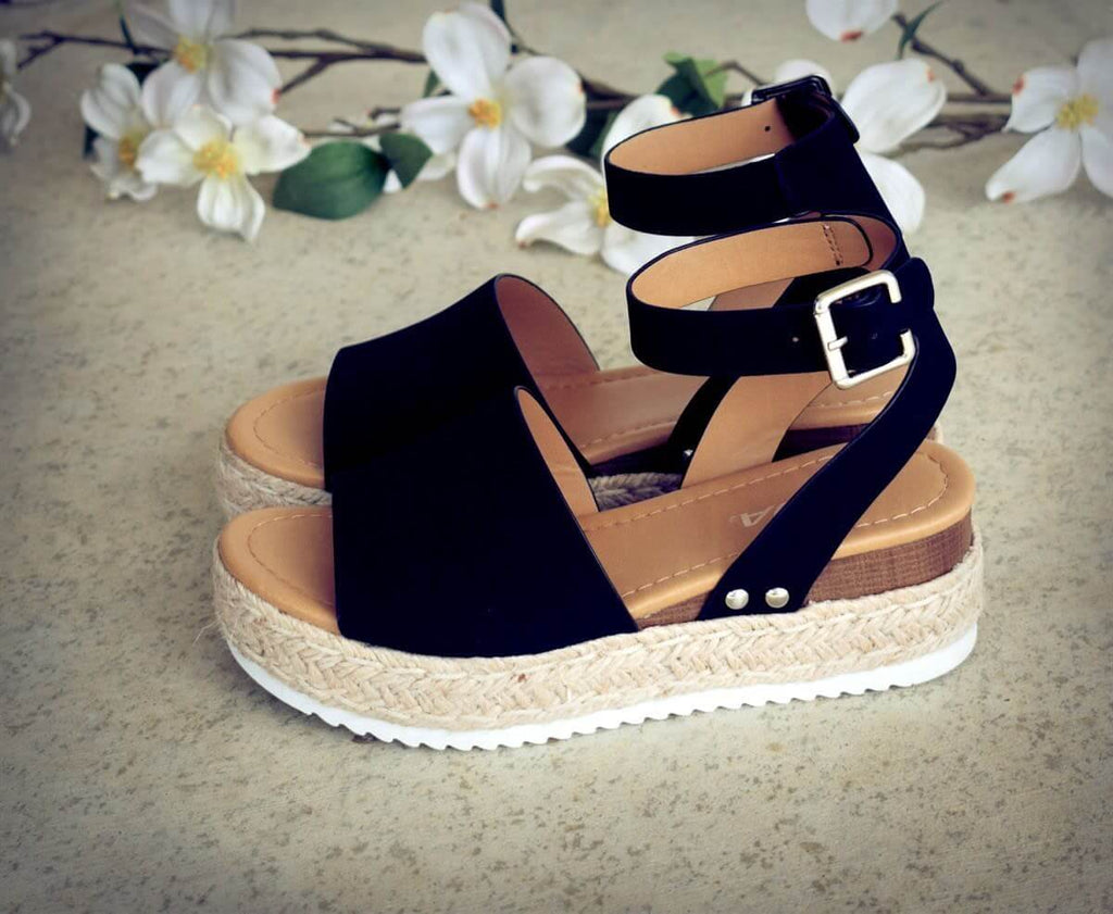 Open Toe Ankle Strap Wedges