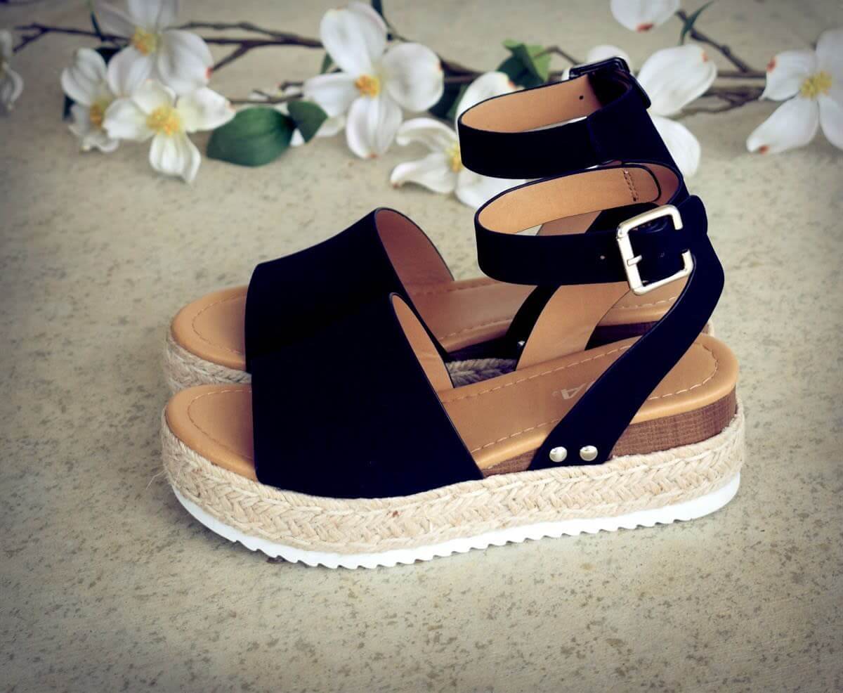 Open Toe Ankle Strap Wedges