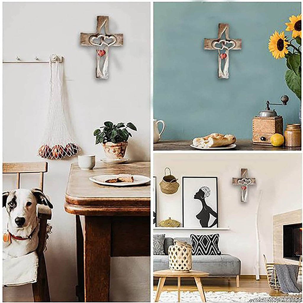 Entwined Hearts | Carved Wooden Cross
