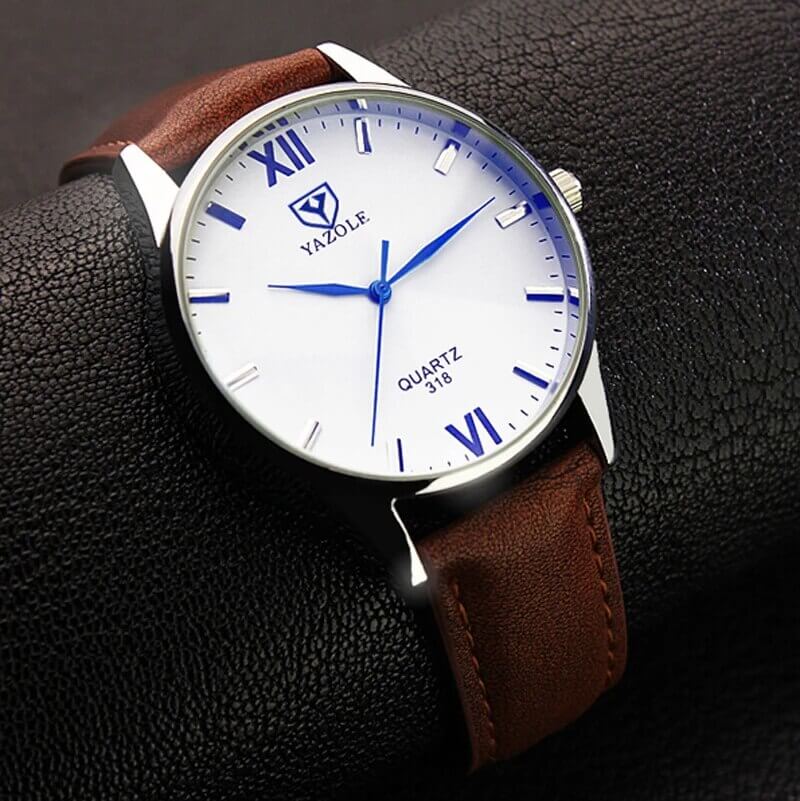 Men's Leather Bracelet Wristwatch