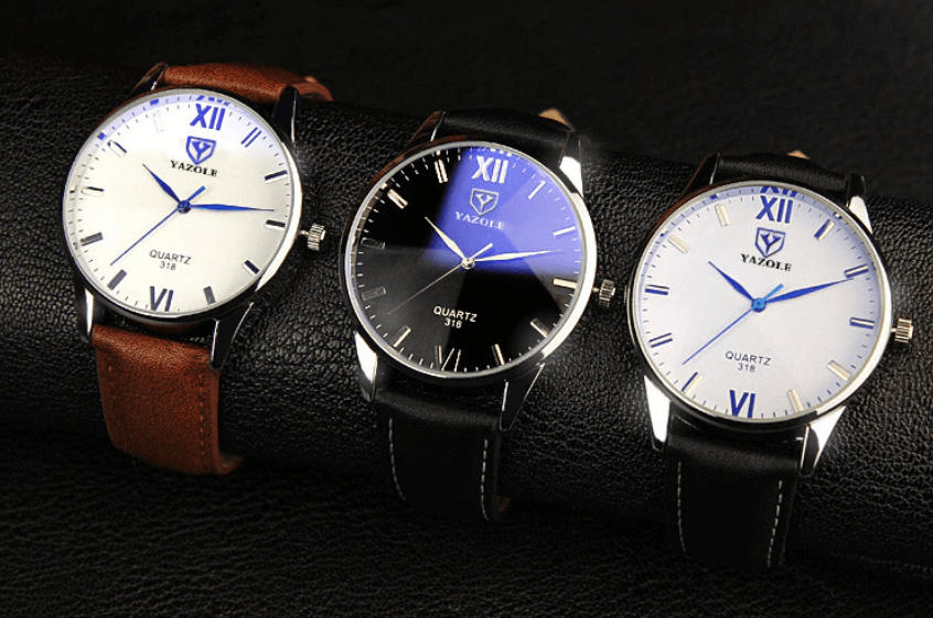 Men's Leather Bracelet Wristwatch