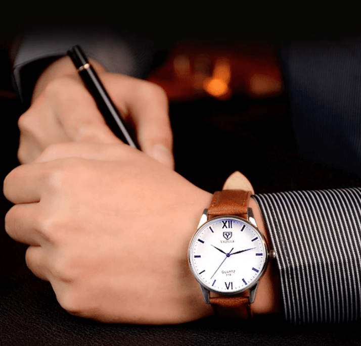Men's Leather Bracelet Wristwatch